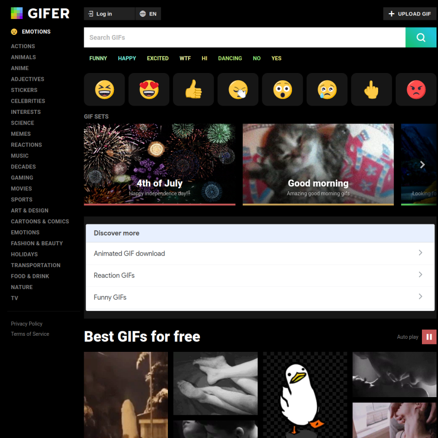 gifer.com homepage screenshot