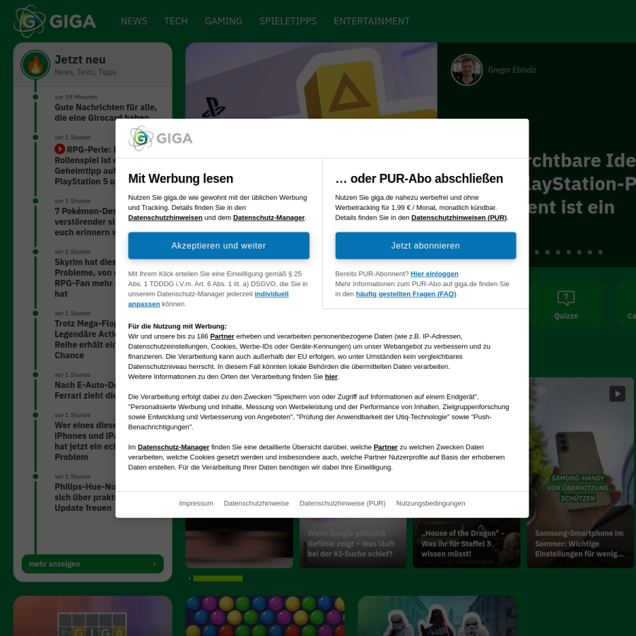giga.de homepage screenshot