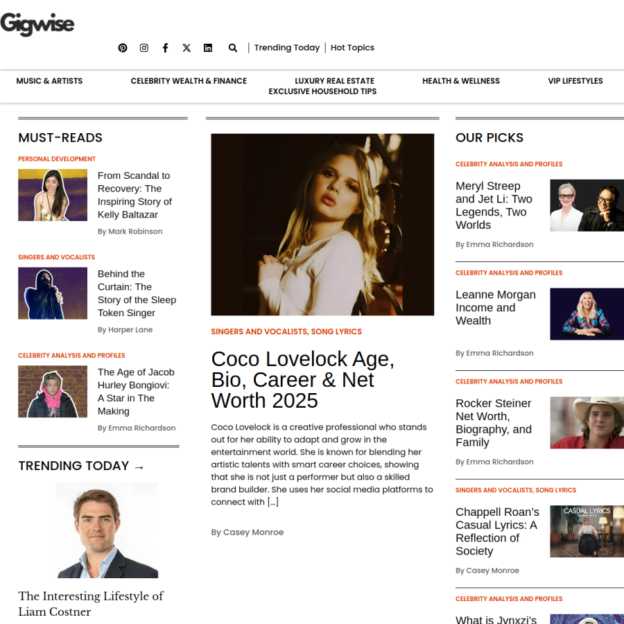 gigwise.com homepage screenshot