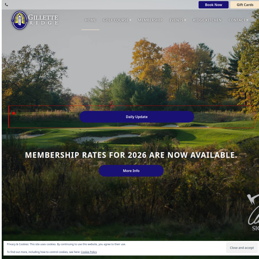 gilletteridgegolf.com homepage screenshot