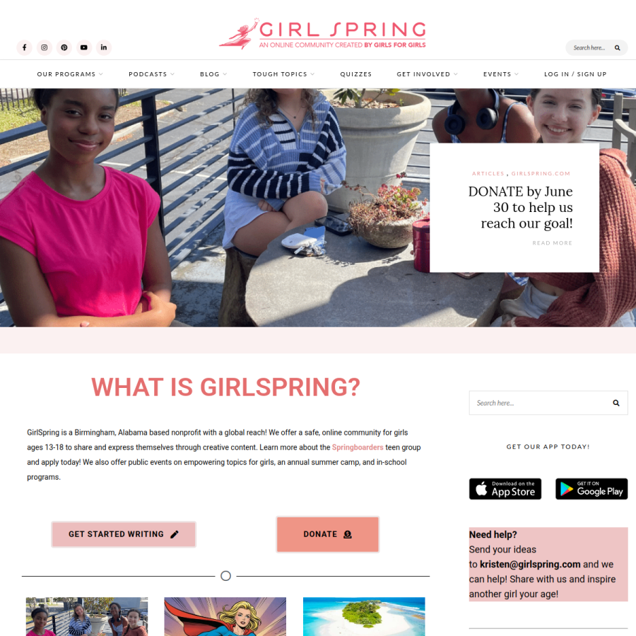 girlspring.com homepage screenshot