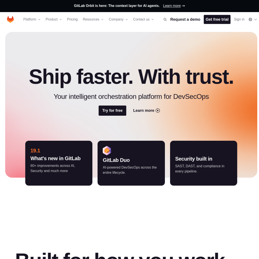 gitlab.com homepage screenshot