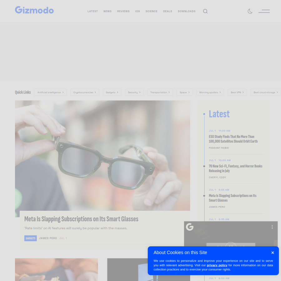 gizmodo.com homepage screenshot