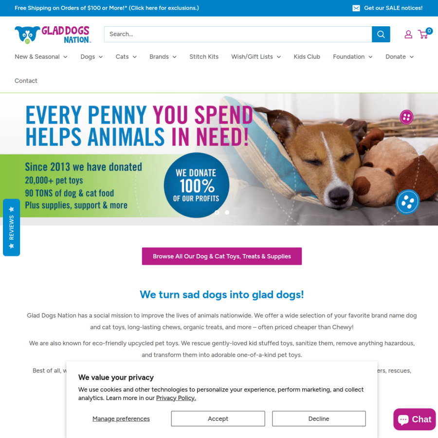 gladdogsnation.com homepage screenshot