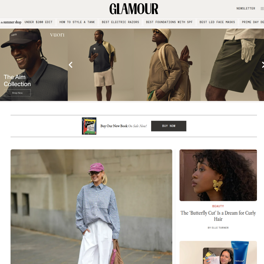 glamour.com homepage screenshot