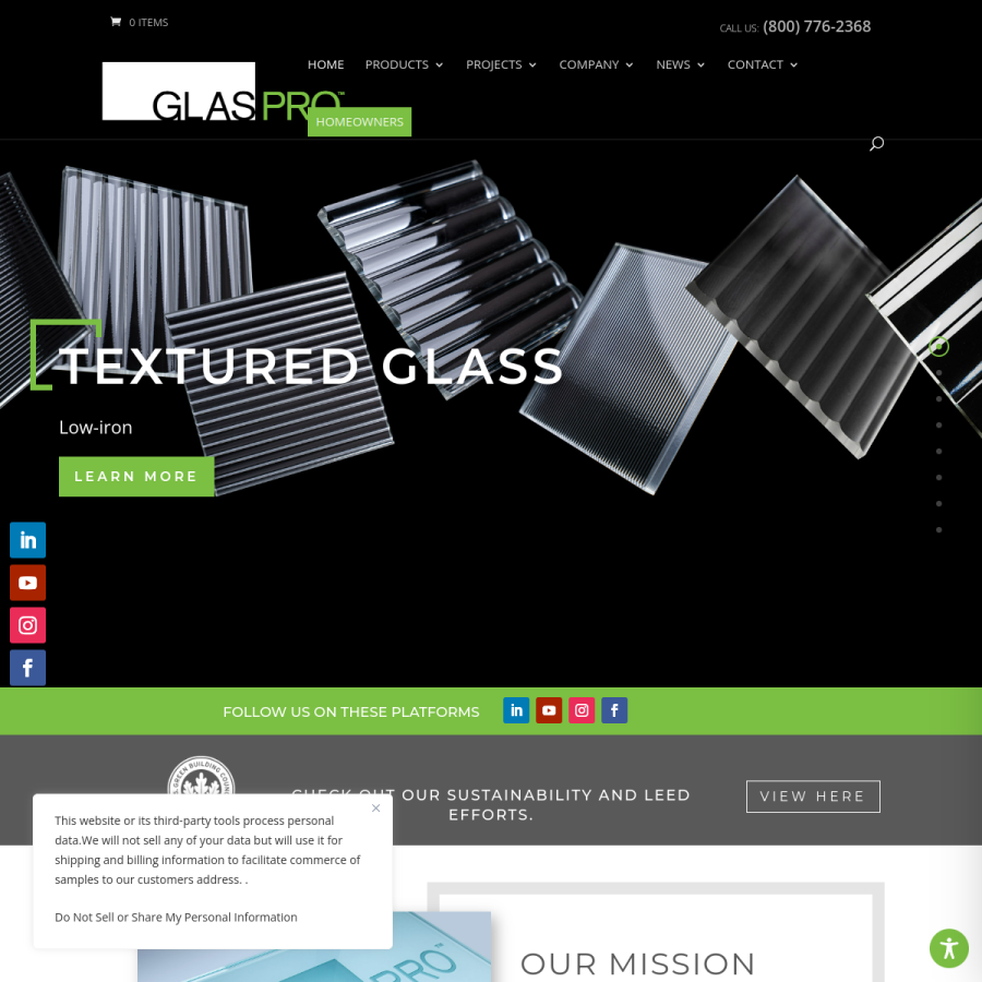 glas-pro.com homepage screenshot