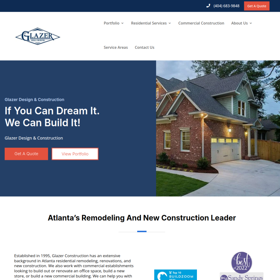 glazerconstruction.com homepage screenshot