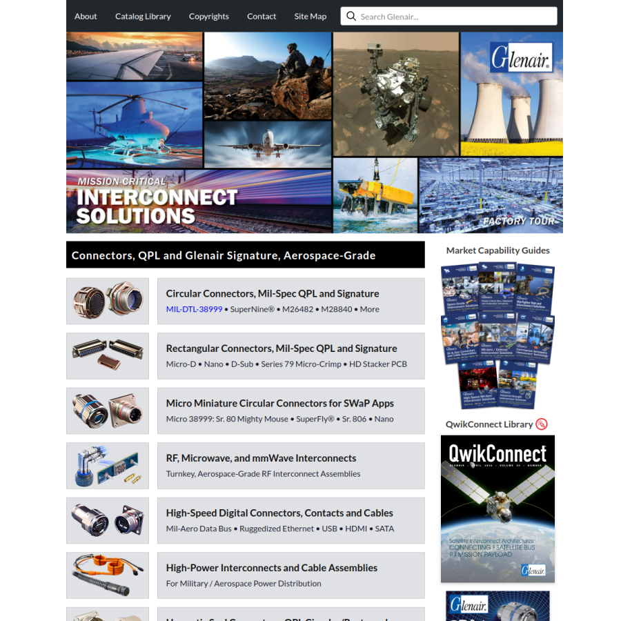 glenair.com homepage screenshot