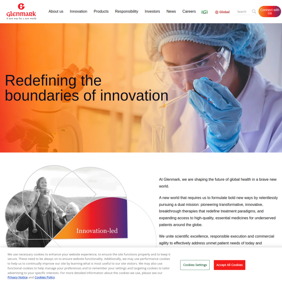 glenmarkpharma.com homepage screenshot
