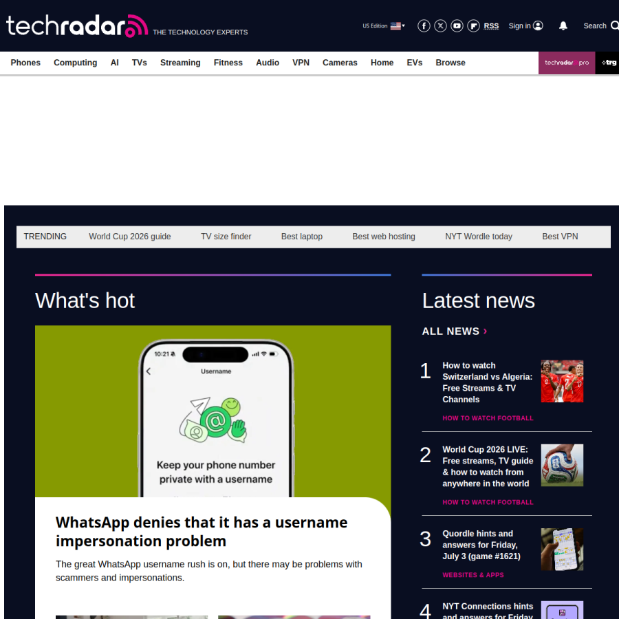 global.techradar.com homepage screenshot