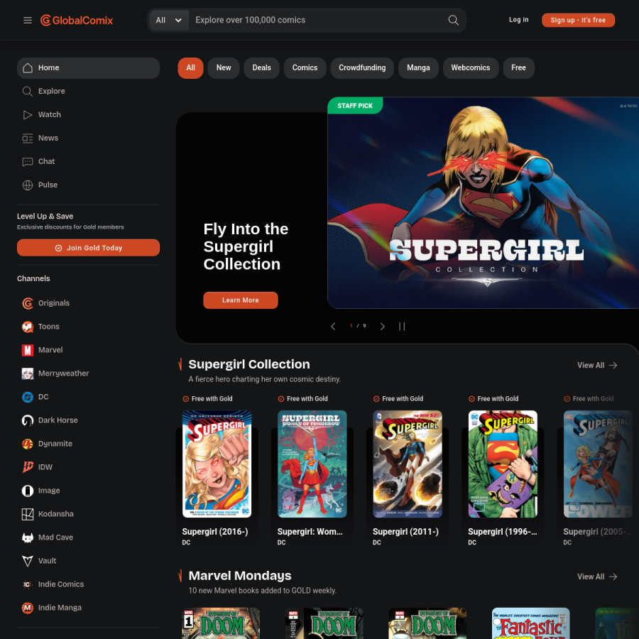 globalcomix.com homepage screenshot