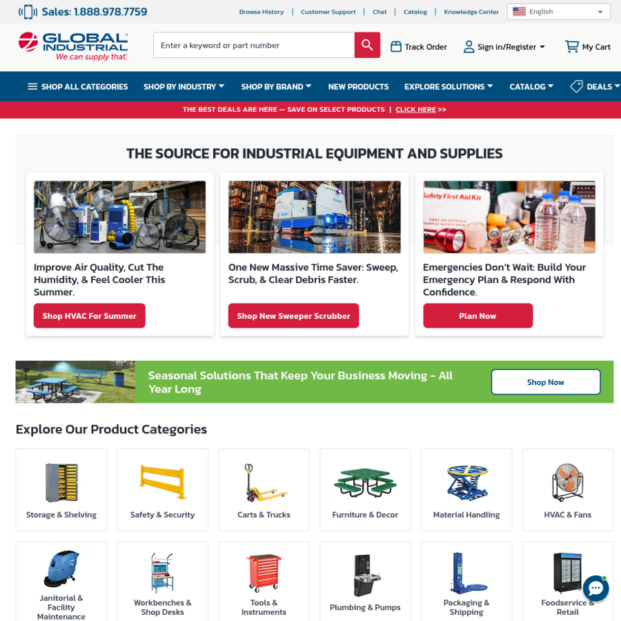globalindustrial.com homepage screenshot