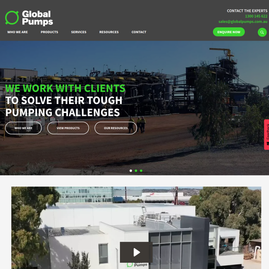 globalpumps.com.au homepage screenshot