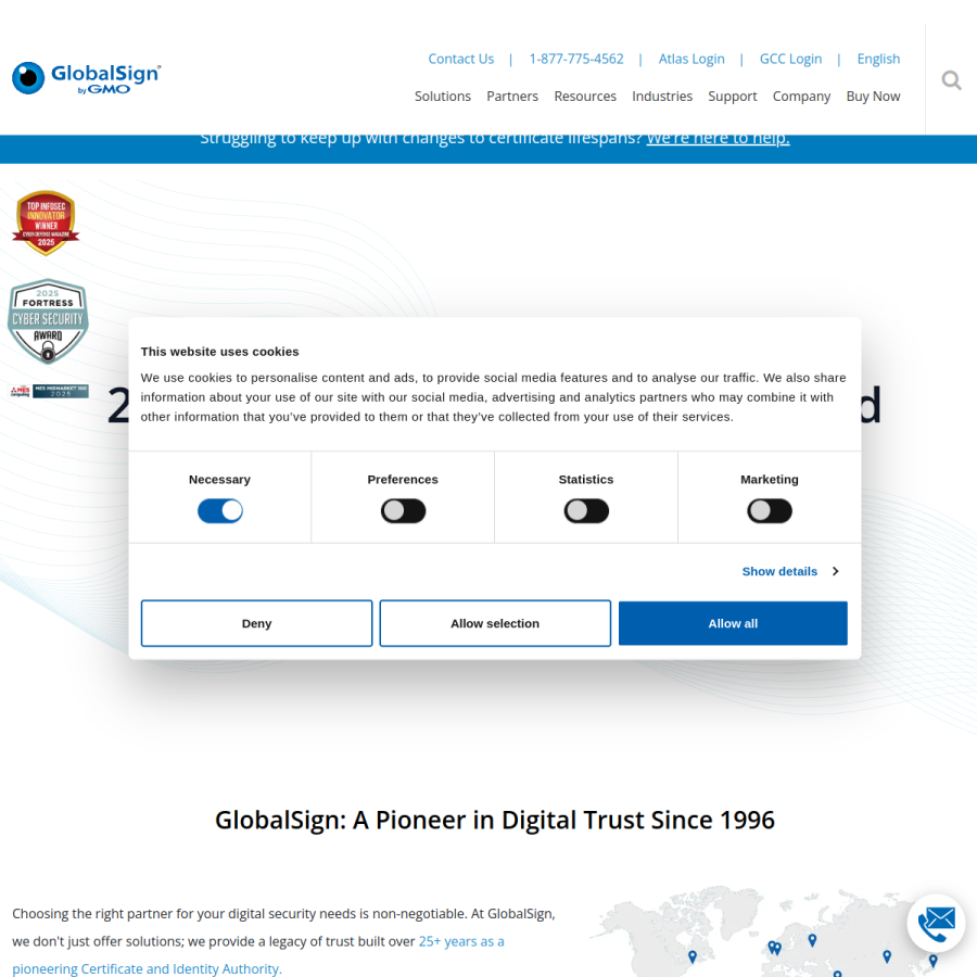 globalsign.com homepage screenshot