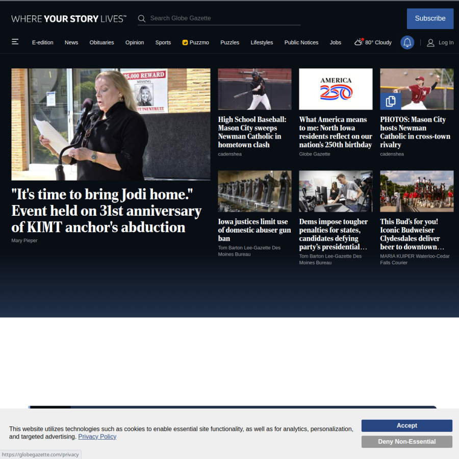 globegazette.com homepage screenshot