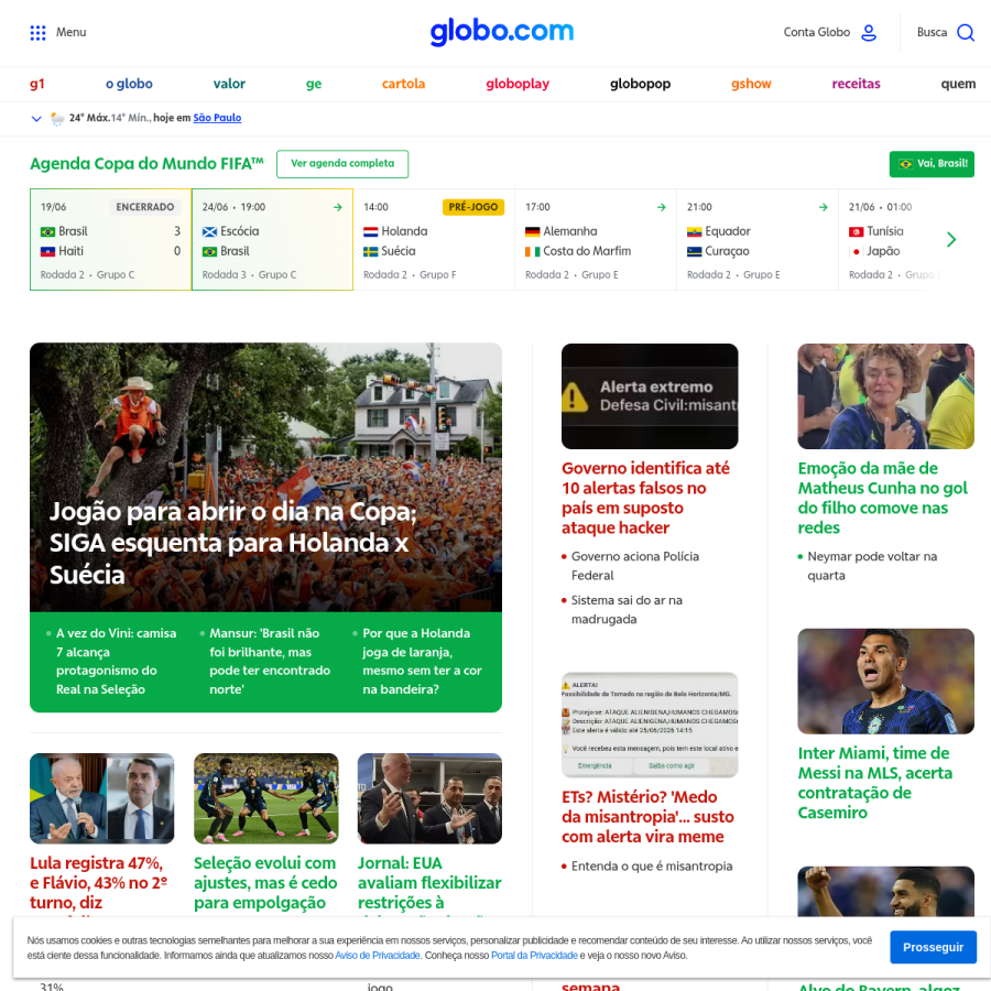 globo.com homepage screenshot