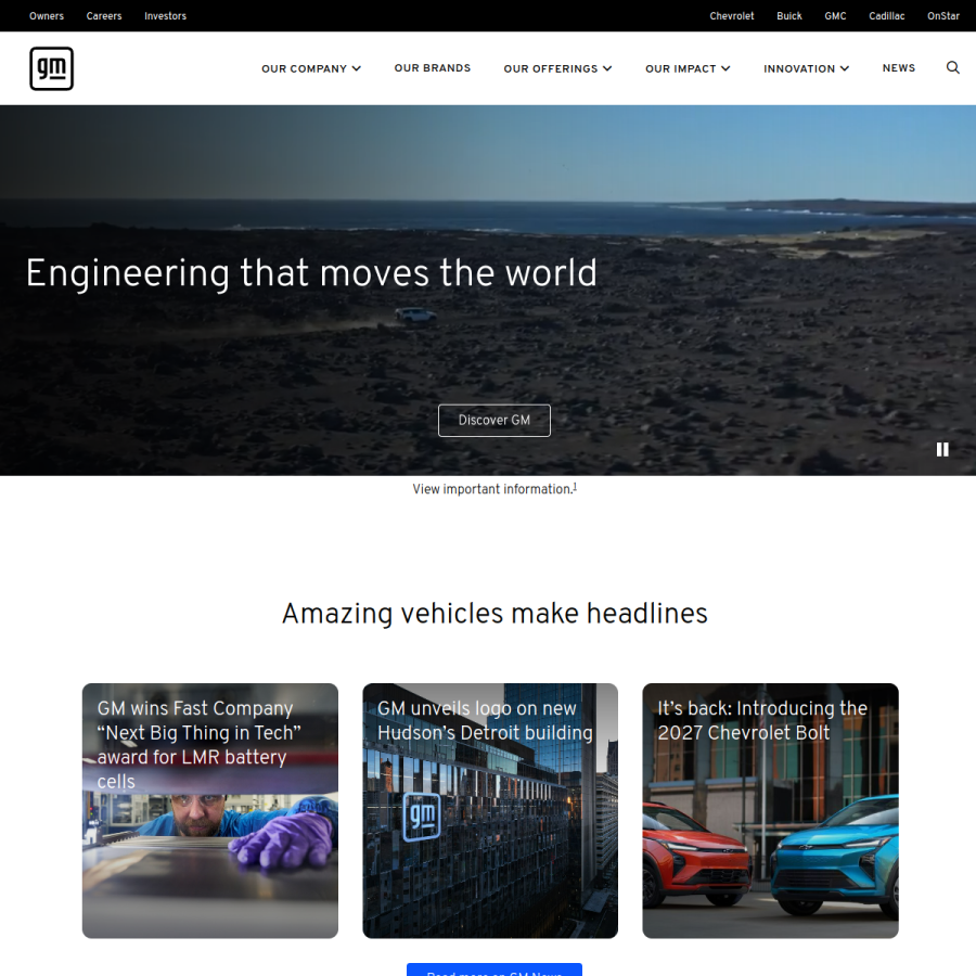 gm.com homepage screenshot