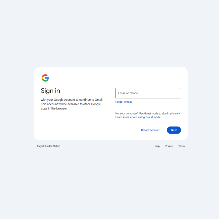 gmail.com homepage screenshot