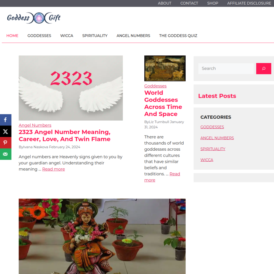 goddessgift.com homepage screenshot
