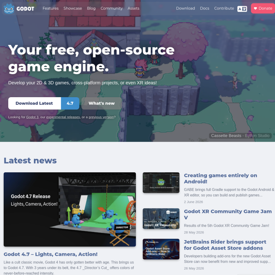 godotengine.org homepage screenshot