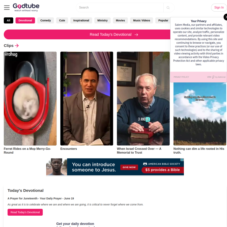 godtube.com homepage screenshot