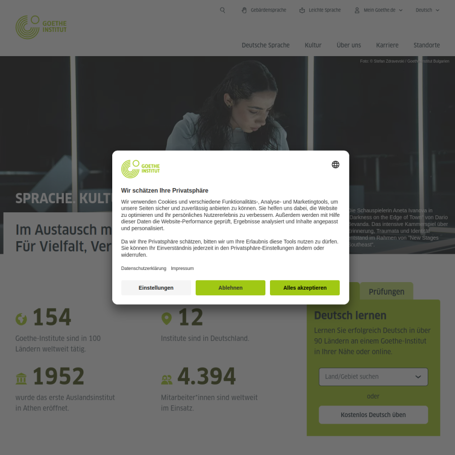 goethe.de homepage screenshot