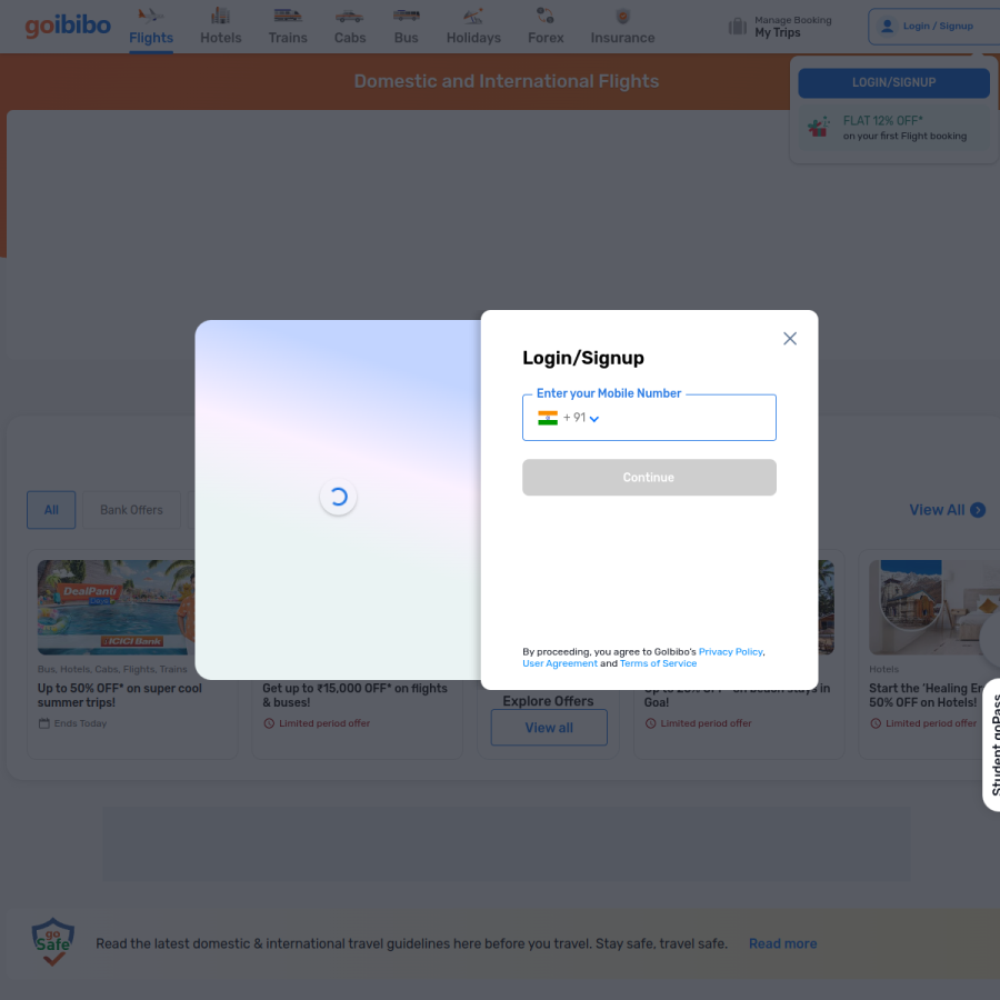 goibibo.com homepage screenshot