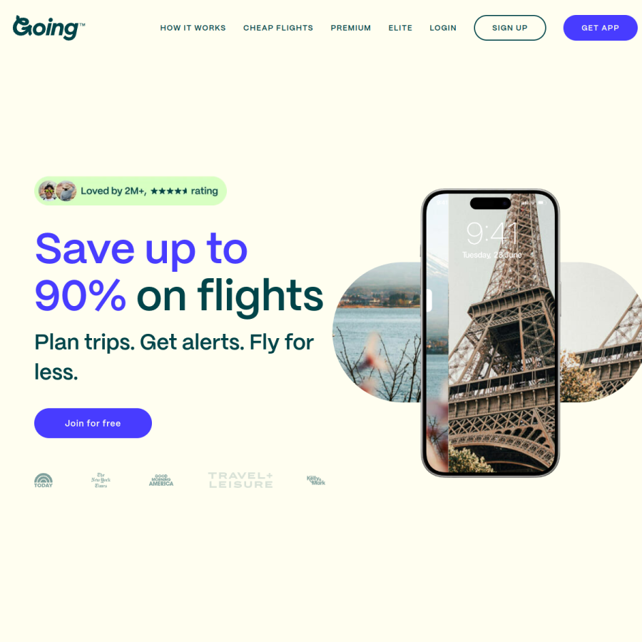 going.com homepage screenshot