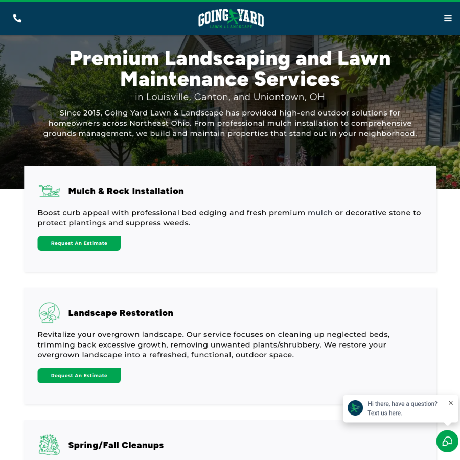 goingyardllc.com homepage screenshot
