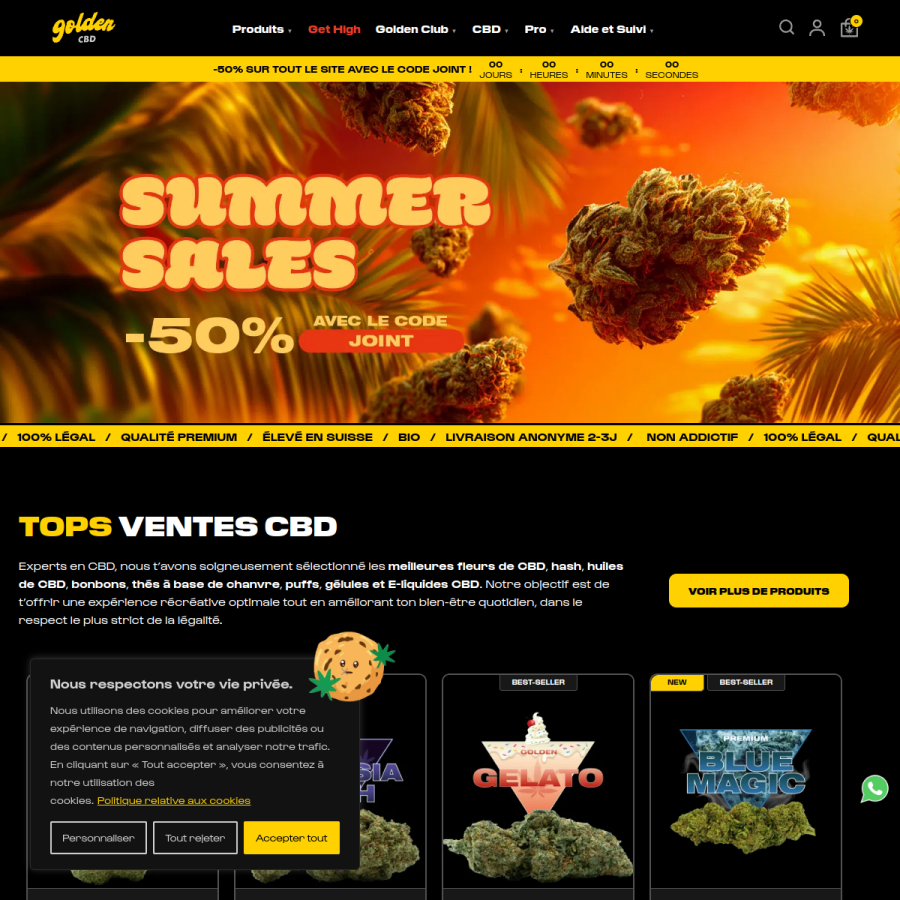 goldencbd.fr homepage screenshot