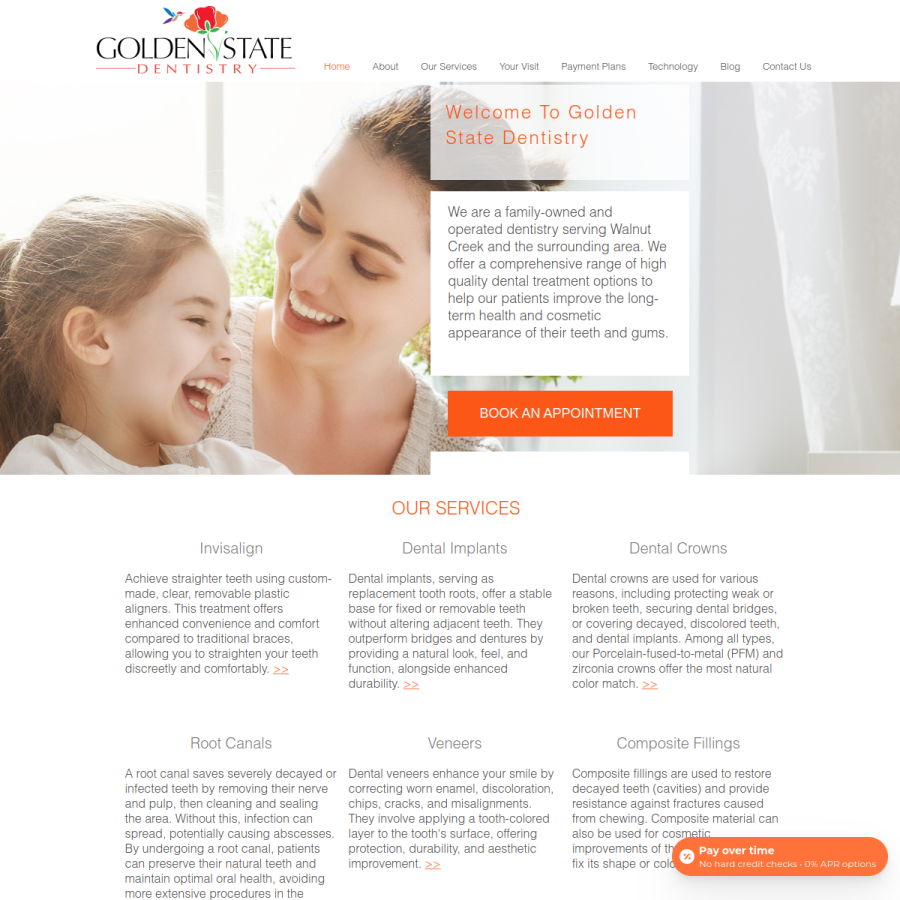 goldenstatedentistry.com homepage screenshot