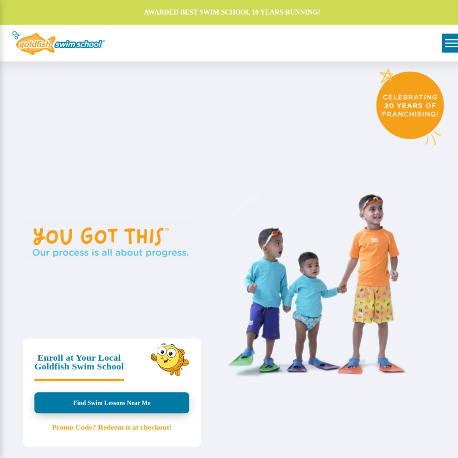 goldfishswimschool.com homepage screenshot