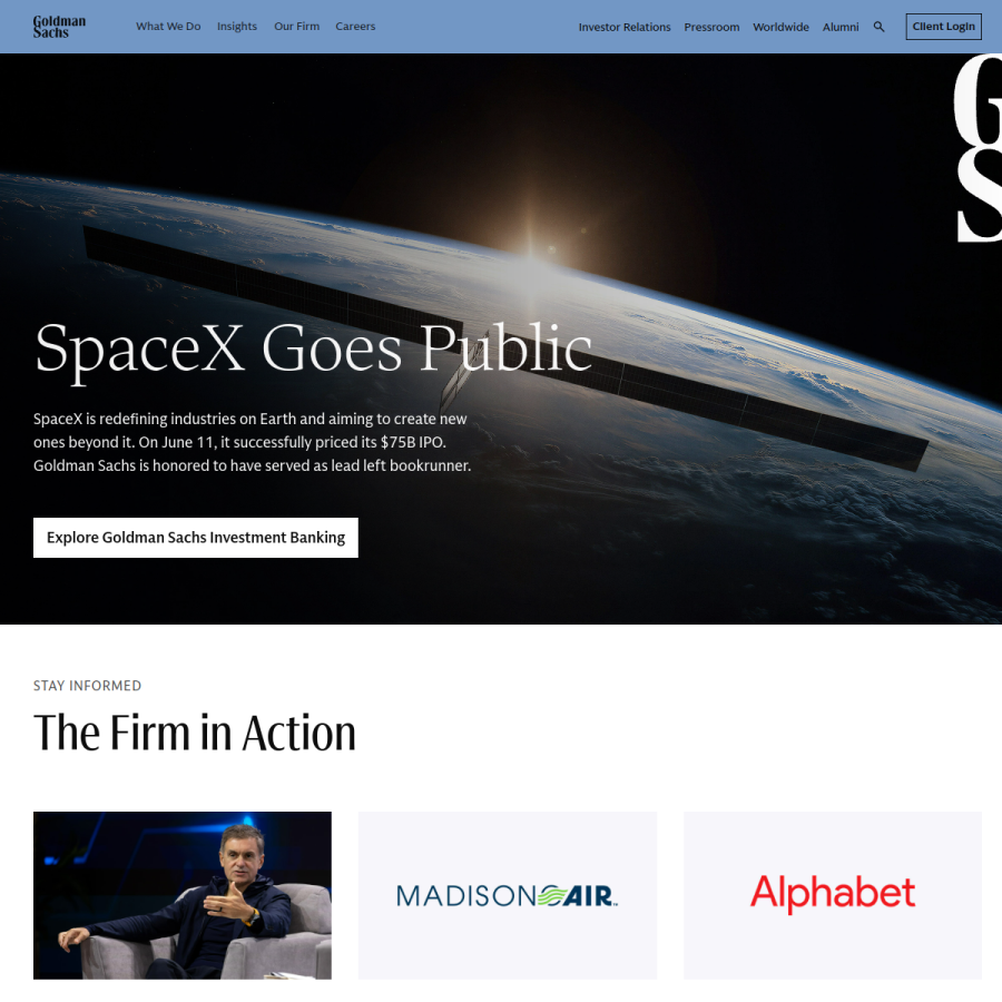 goldmansachs.com homepage screenshot