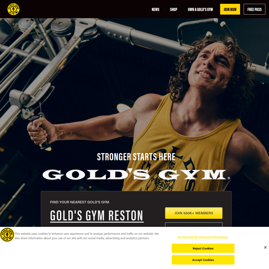 goldsgym.com homepage screenshot