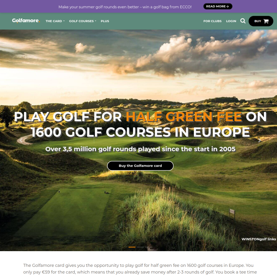 golfamore.com homepage screenshot
