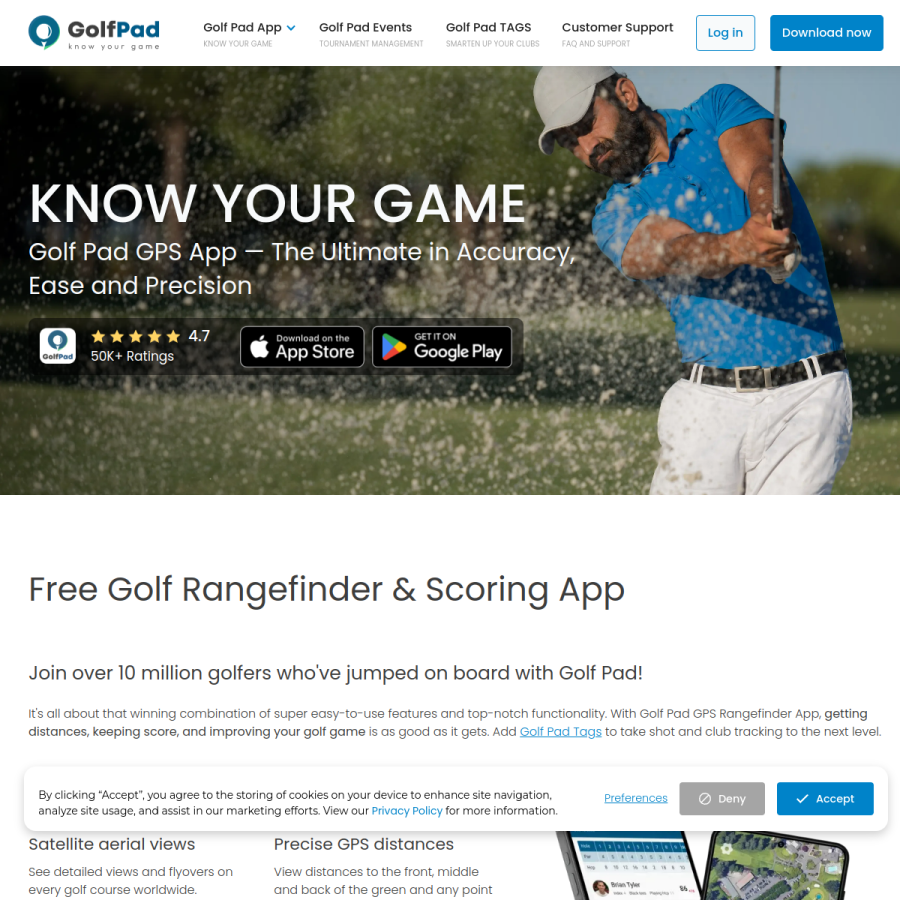 golfpadgps.com homepage screenshot