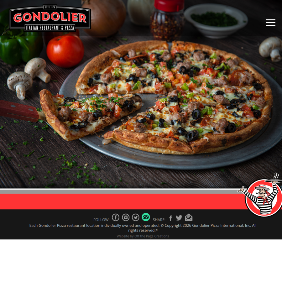 gondolierpizza.com homepage screenshot