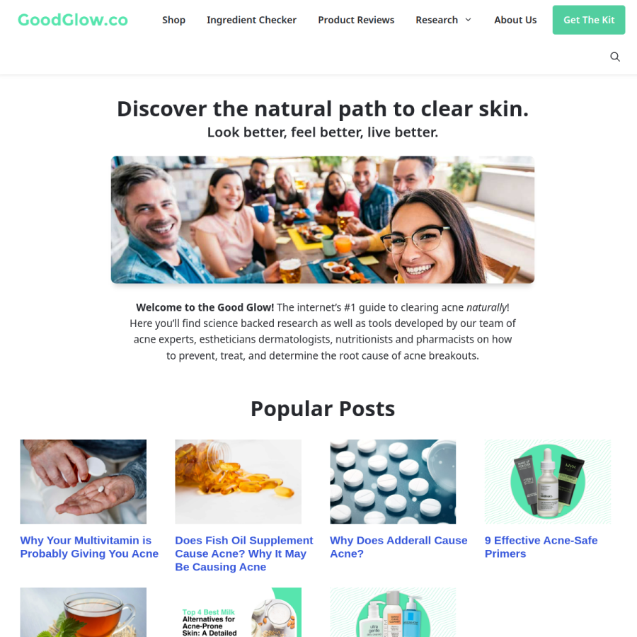 goodglow.co homepage screenshot