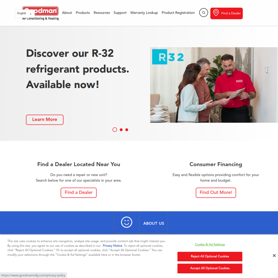 goodmanmfg.com homepage screenshot