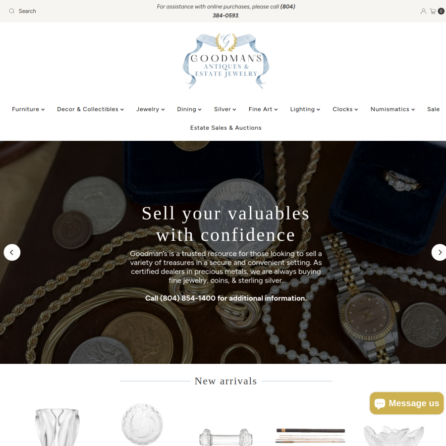 goodmansantiques.com homepage screenshot