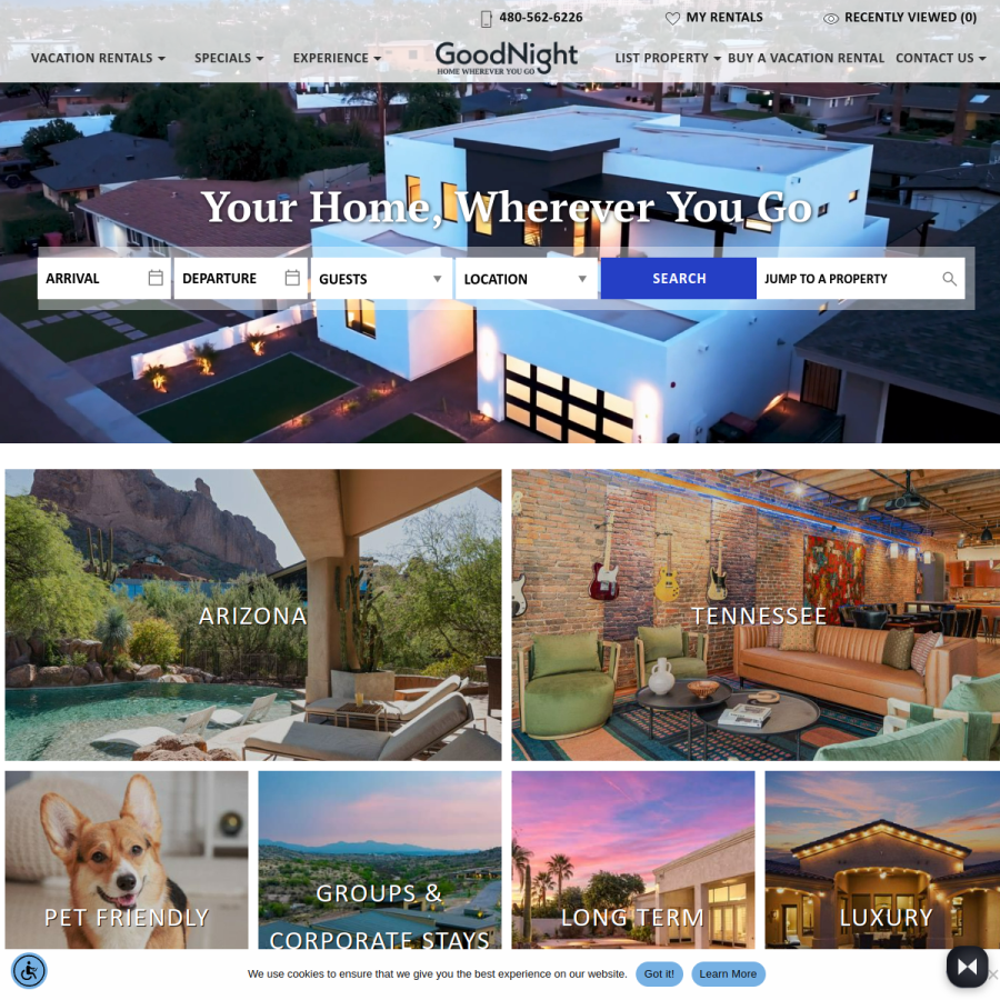 goodnightstay.com homepage screenshot
