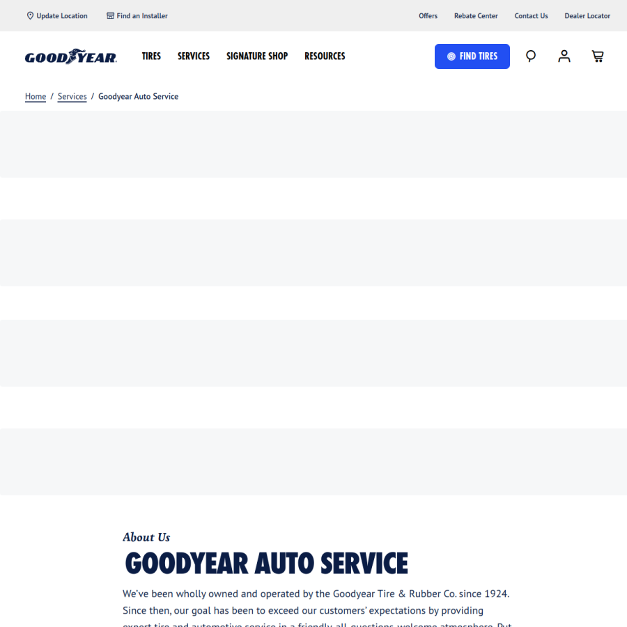 goodyearautoservice.com homepage screenshot