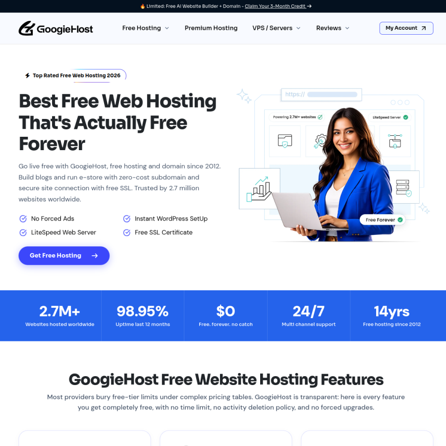 googiehost.com homepage screenshot
