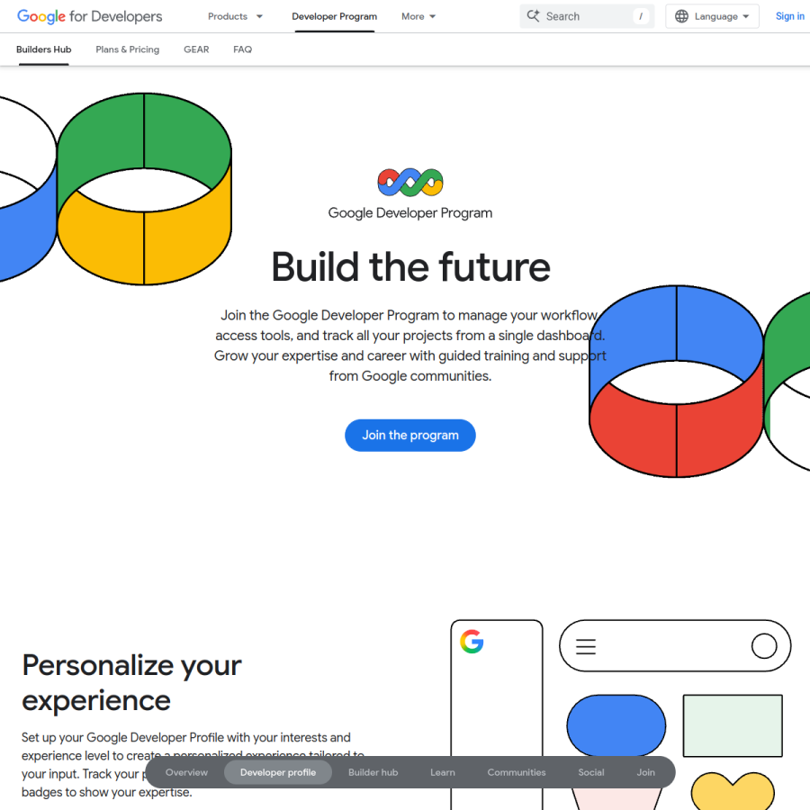 google.dev homepage screenshot