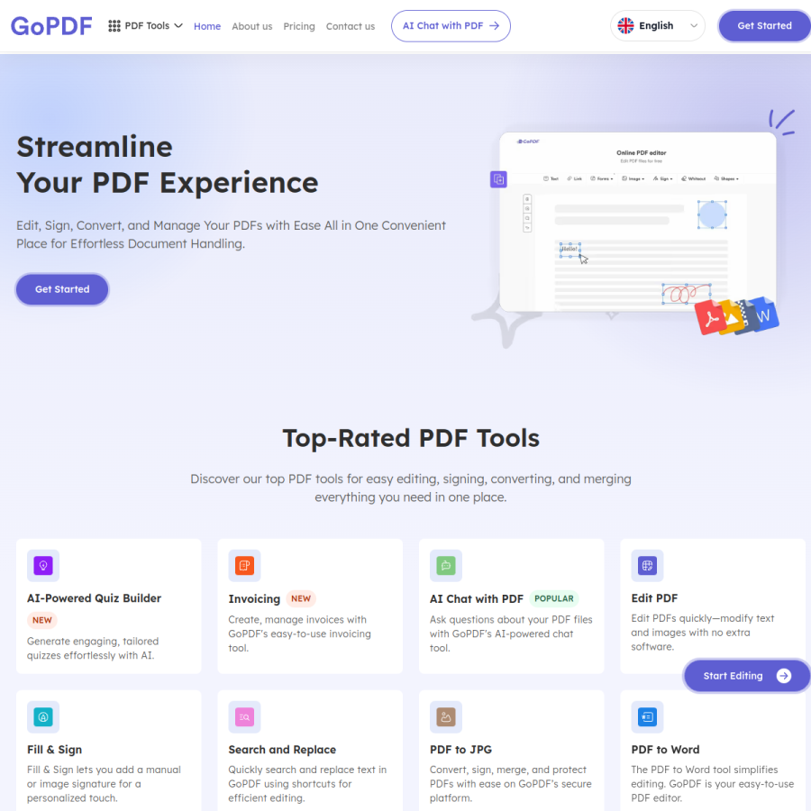 gopdf.io homepage screenshot