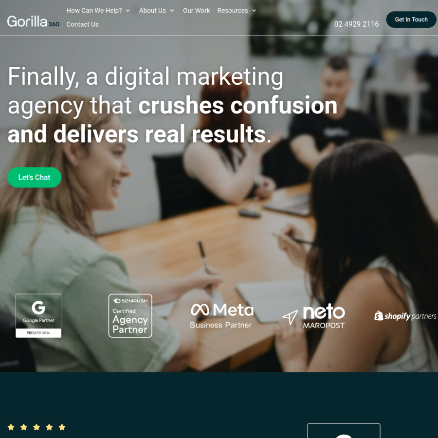 gorilla360.com.au homepage screenshot