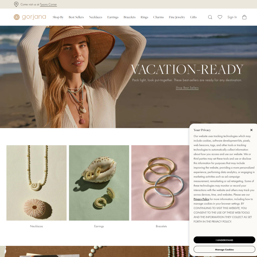 gorjana.com homepage screenshot