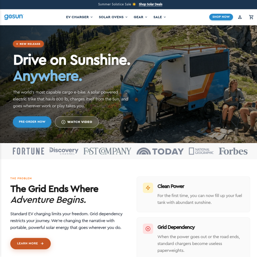 gosun.co homepage screenshot