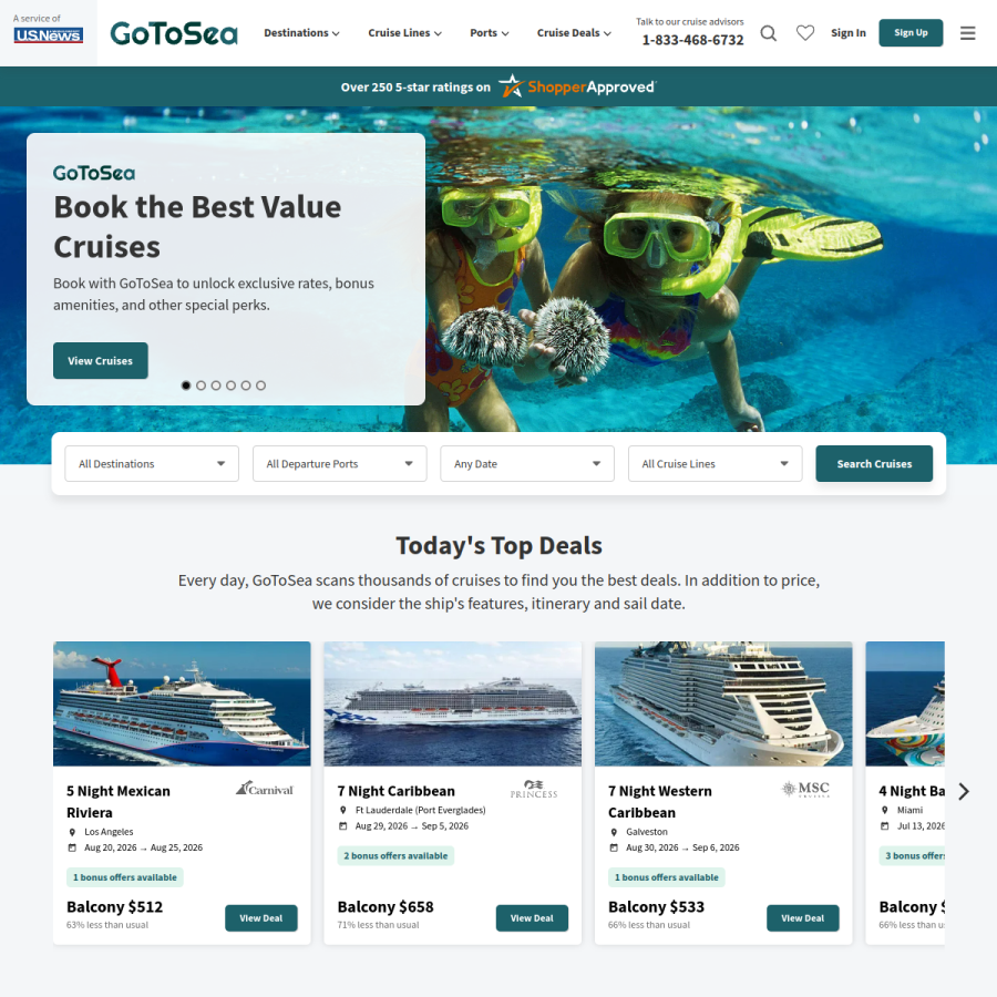 gotosea.com homepage screenshot