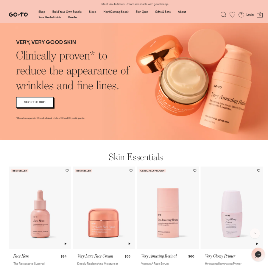 gotoskincare.com homepage screenshot